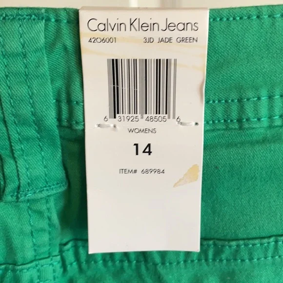 Calvin Klein 14 green stretchy jeans - Picture 4 of 5